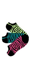 Bright Zebra No-Shows Socks 3-pair pack