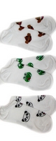 Panda Monkey Frog No-Shows Socks 3-pair pack